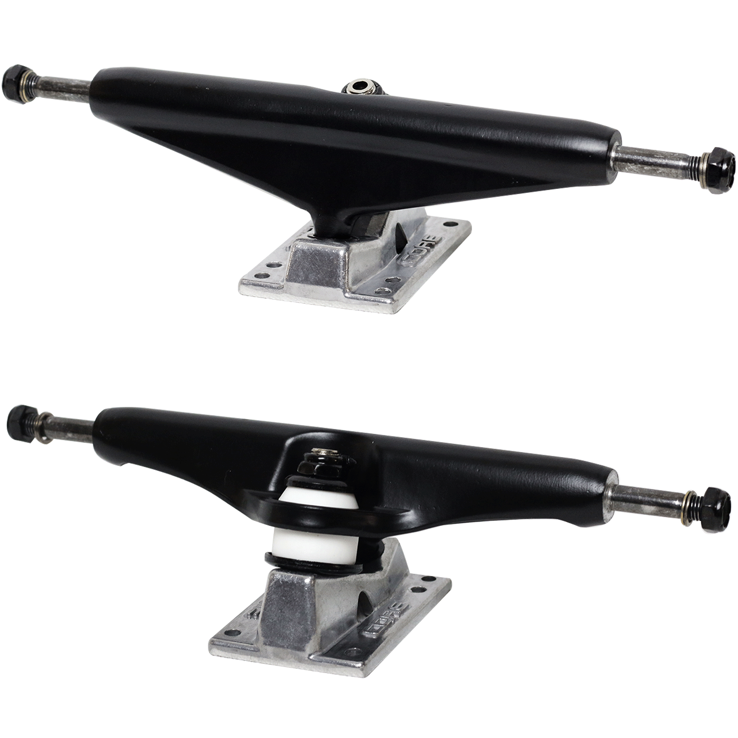 Core Black Trucks With Silver Hollow Base 7.0