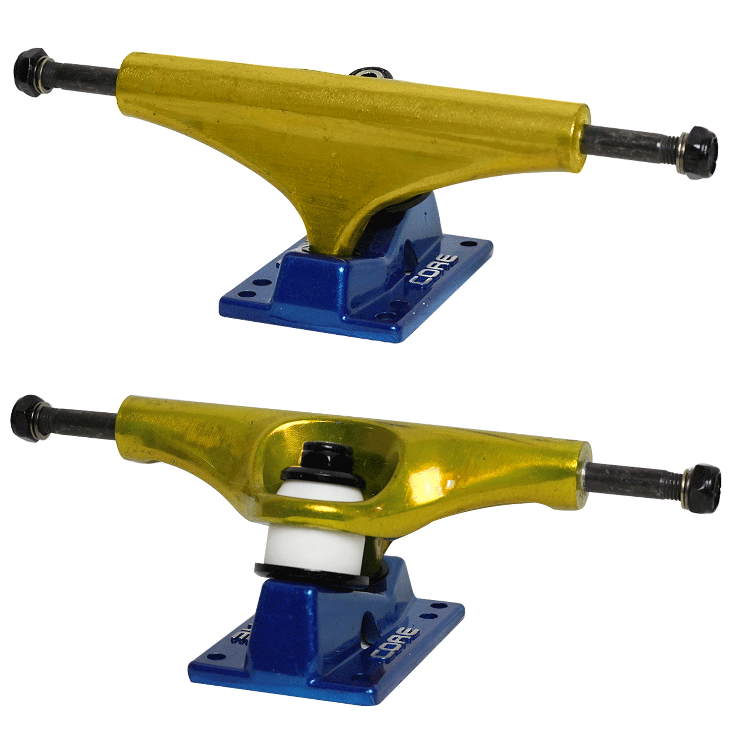 Core Gold Trucks With Blue Hollow Base 5.25