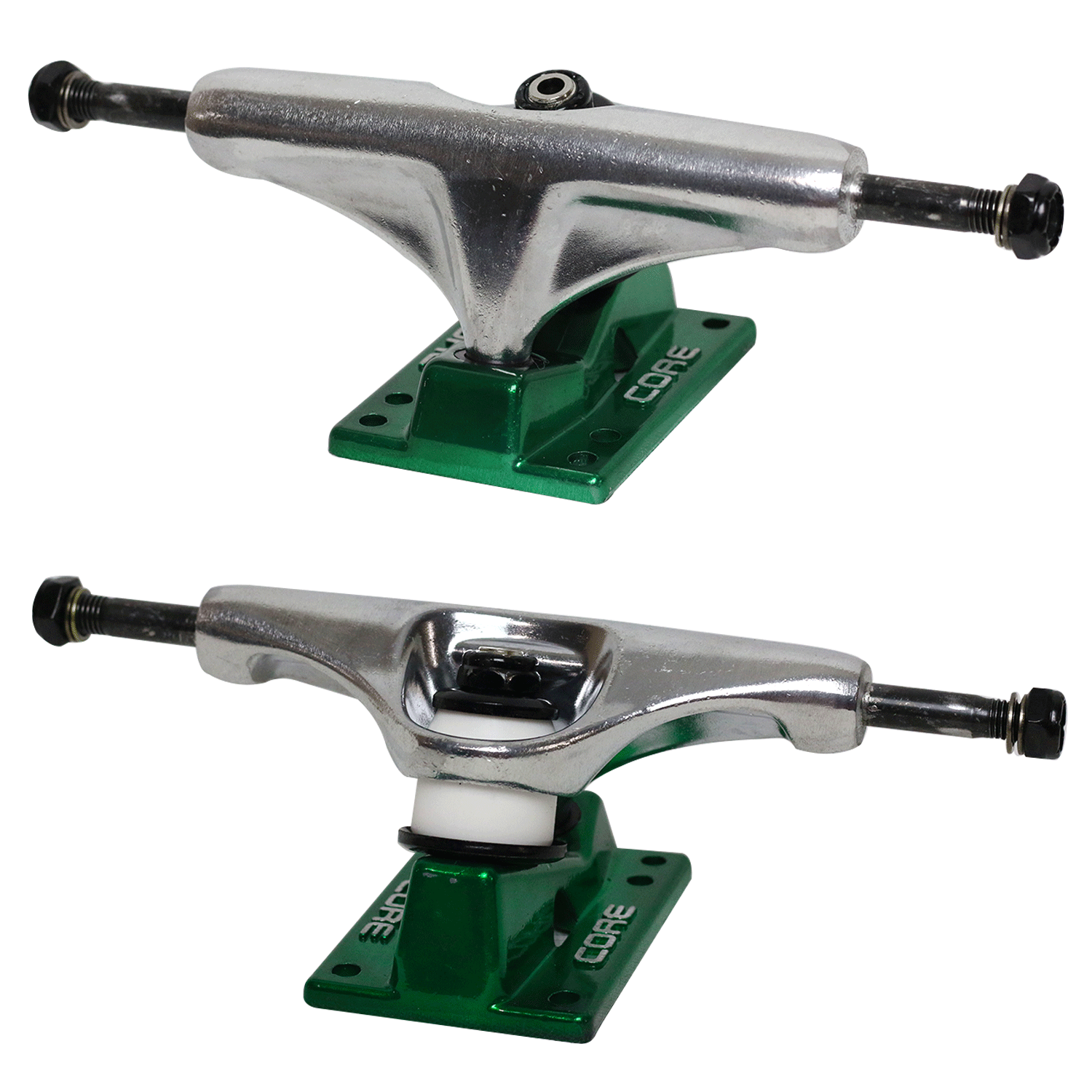 Core Silver Trucks With Green Hollow Base 5.0